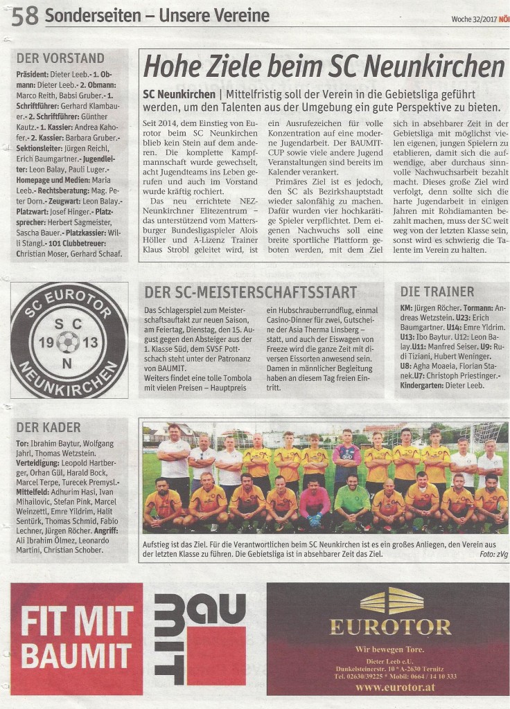 Hohe Ziele beim SC Neunkirchen